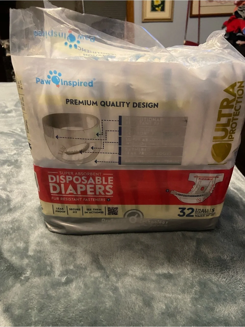 Inspire White & Gold Ultra Protection Disposable Dog Diapers  open 28